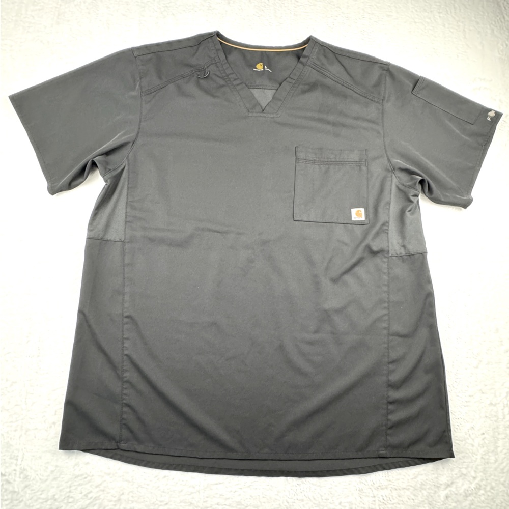 Carhartt Force Back Vent V-Neck Pullover Scrub Top Men's L. Black. Pockets.
